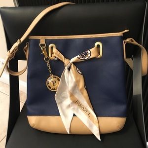 Parazul Nautical Scarf Detail Navy Shoulder Bag